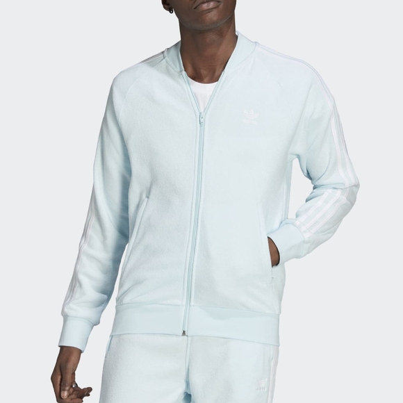 NWT Adidas Almost Blue Adicolor Terry Sports SST Track Jacket M - Picture 1 of 6